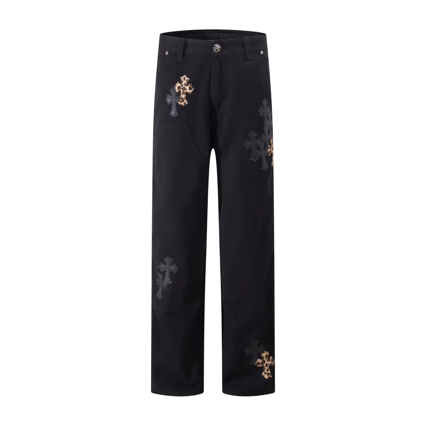 P260 Style No.: H28 Crow Heart & 𝐂𝐡𝐫𝐨𝐦𝐞 𝐇𝐞𝐚𝐫𝐭 ss25 The same black leopard print leather casual button-down logging pants as the star. Styles with different washed textures are very friendly to people with thin legs. The slightly flared version perfectly modifies the leg shape. The timeless and moderate length makes it easy to match and match. It is the basis for various styles and is a must-have in your wardrobe! The fabric is stiff but also makes the upper body soft without losing texture. The washing process is even more perfect. It is a must-have item for everyone! ! ! Washed wheat, hang tag, pants label, three labels complete Color: black Size: 28-30-32-34-36
